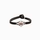 Leather bracelet with pink oval faceted crystal